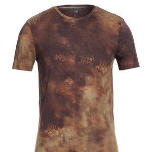 John Varvatos Brown Tie-Dye Short Sleeve Crew Tee
